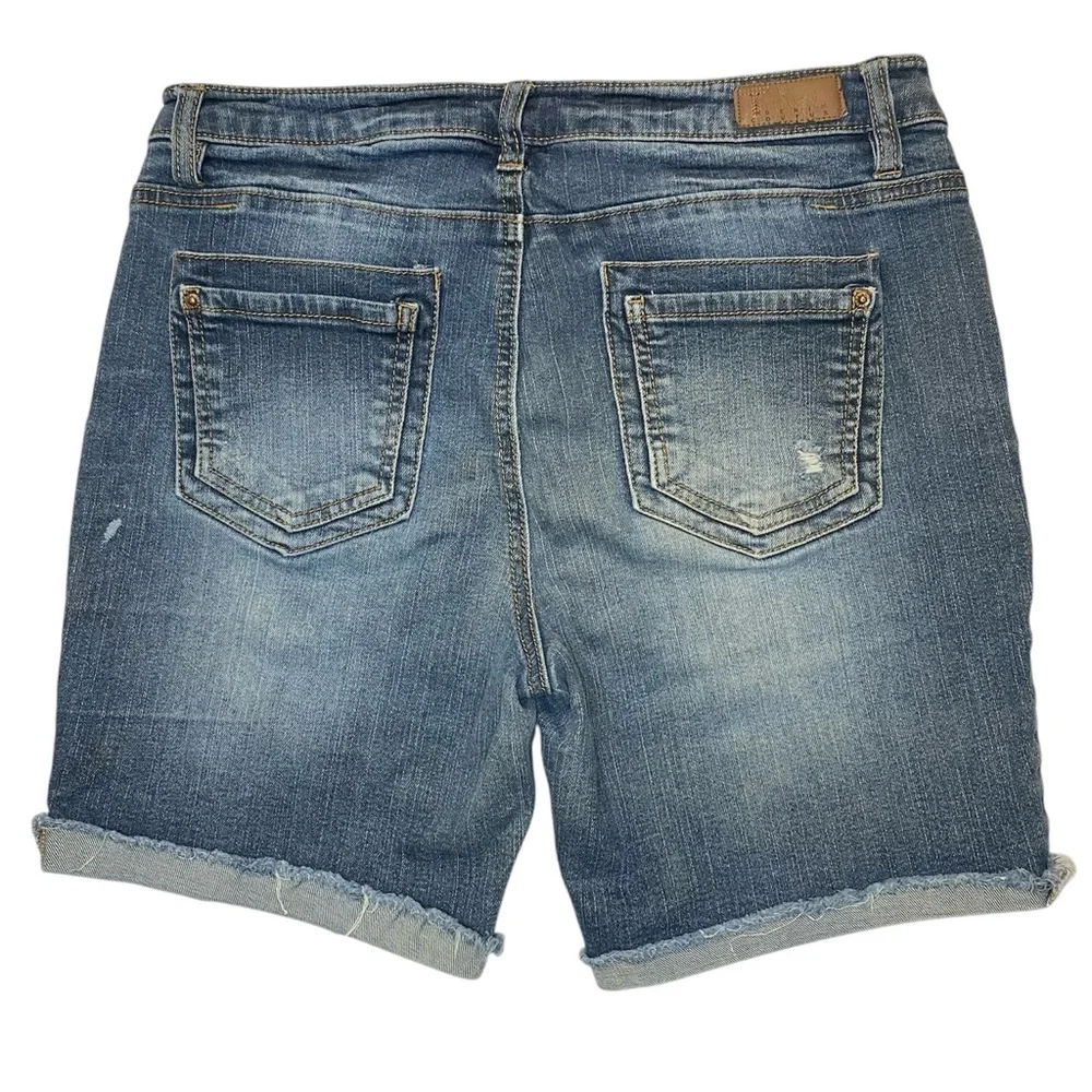Tinseltown Distressed High Waist‎ Cuffed Denim Shorts Sz 9